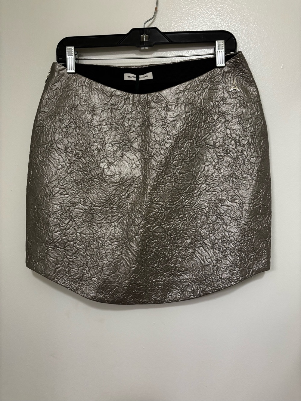 Metallic Crinkled Mini Skirt - Silver